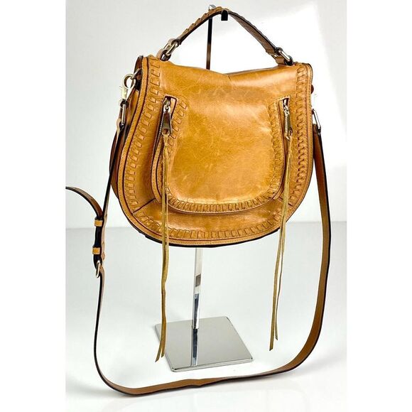 Rebecca Minkoff 10 x 11 x 4 Leather Crossbody Purse Saddle Bag Large Tan Boho - Picture 1 of 16